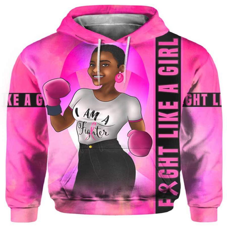 Fight Like A Girl Breast Cancer Awareness Hoodie 3D All Over Print #HL