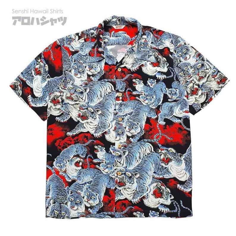 One Hundred Tigers Red Blue Best Design Hawaii Shirt Ha34712