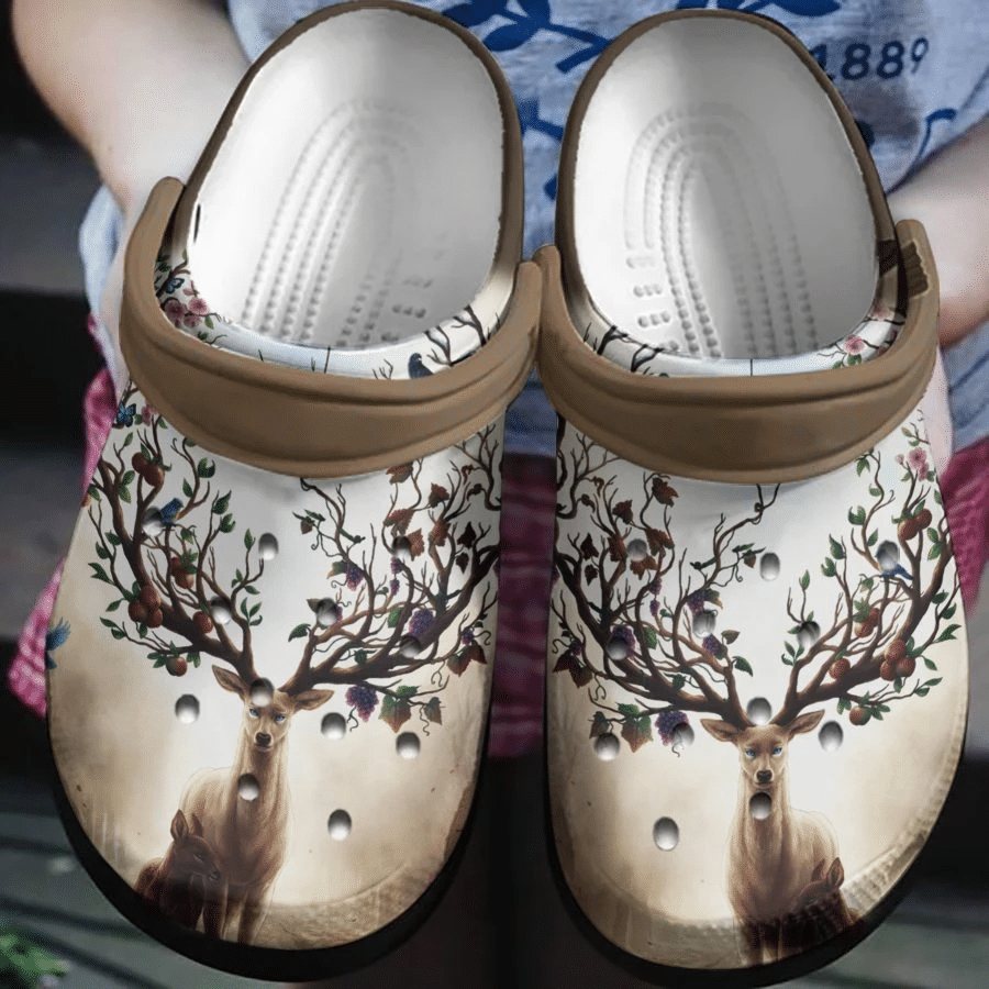 Deer Tree Horn Art Crocs Shoes Crocbland Clog Birthday Gifts For Girl Daughter Sister
