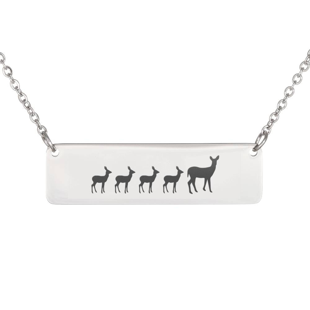 Personalized Mama Deer + 4 Baby Deer – Necklace