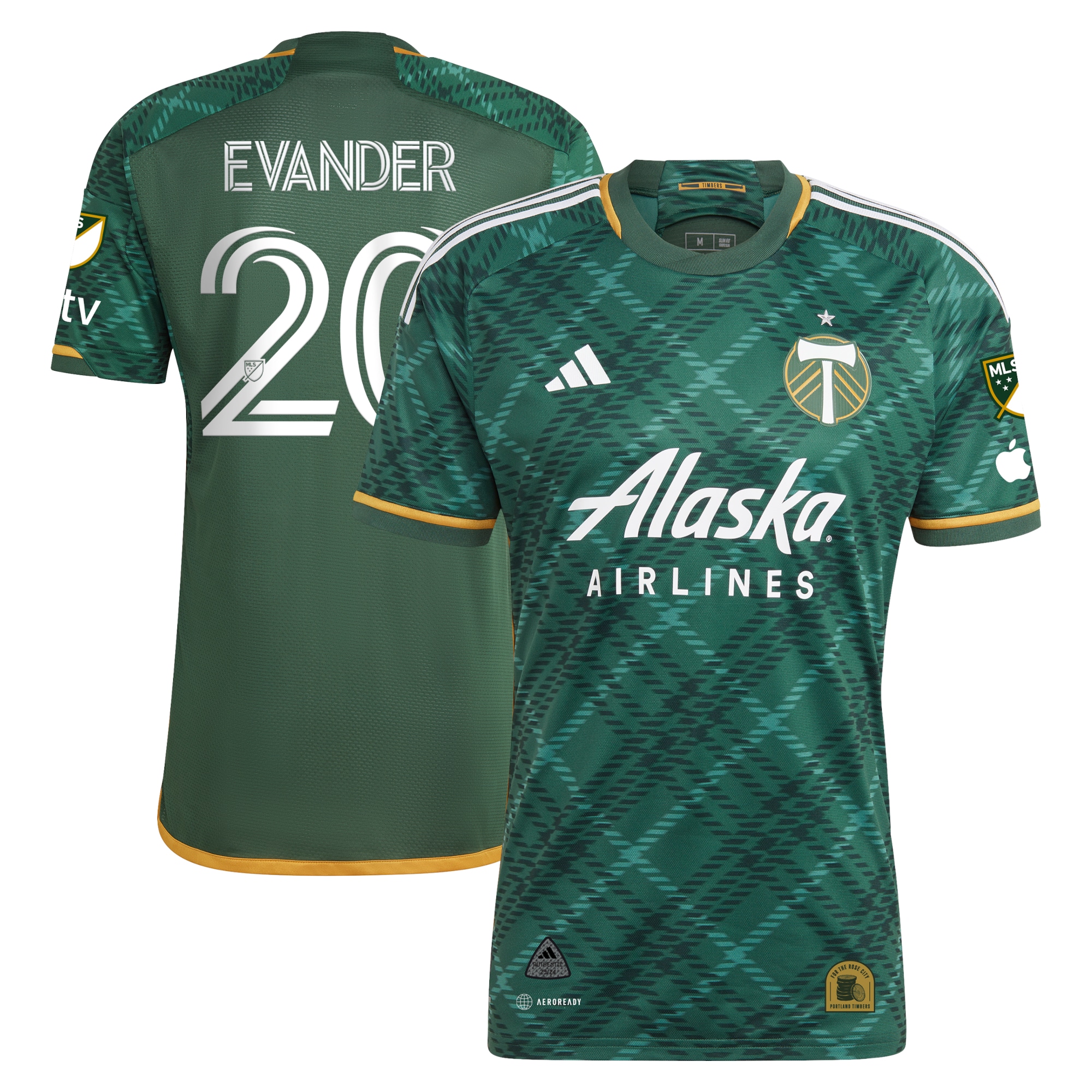 Evander Portland Timbers 2023 Portland Plaid Kit Authentic Jersey – Green