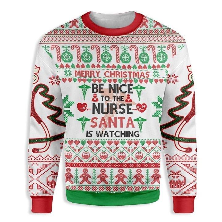 Christmas Be Nice To A Nurse Ugly Christmas Sweater | For Men & Women | Adult | Us6261