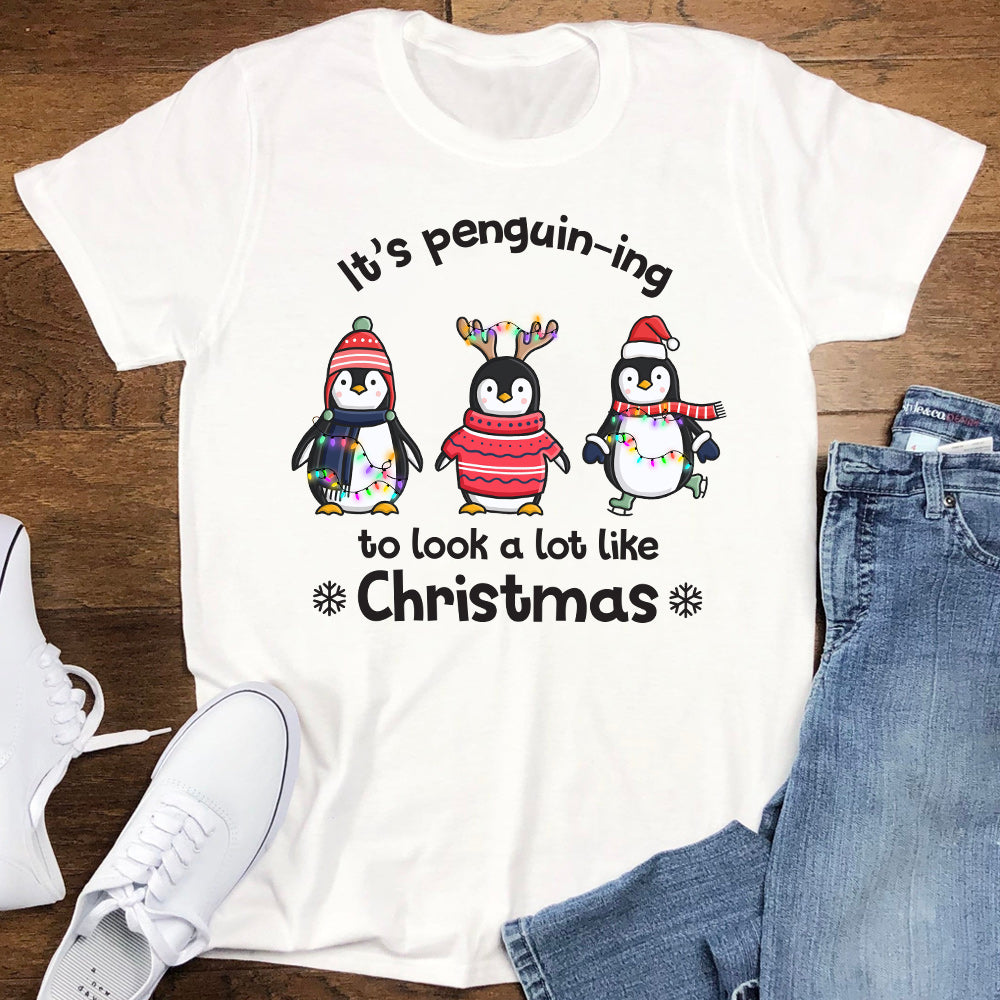 Penguin To Look A Lot Like Christmas Quaz2610021Z Light Classic T Shirt