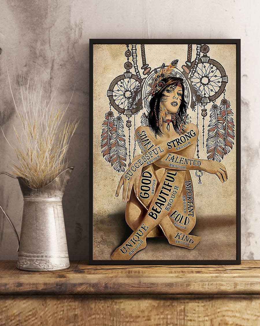 Native American Strong Girl Vertical Canvas And Poster | Wall Decor Visual Art