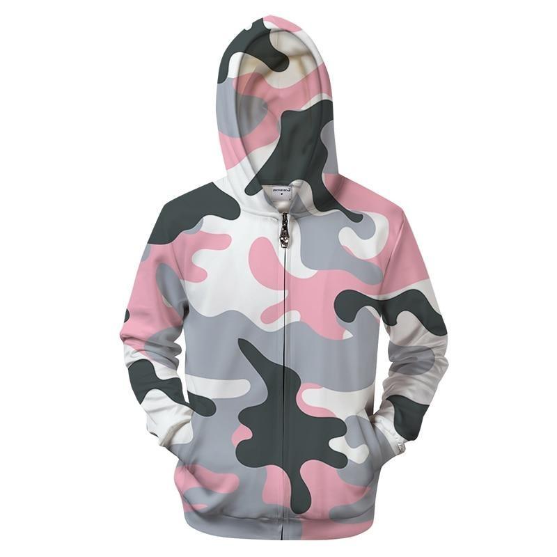 Pink Camo Zip-up Hoodie