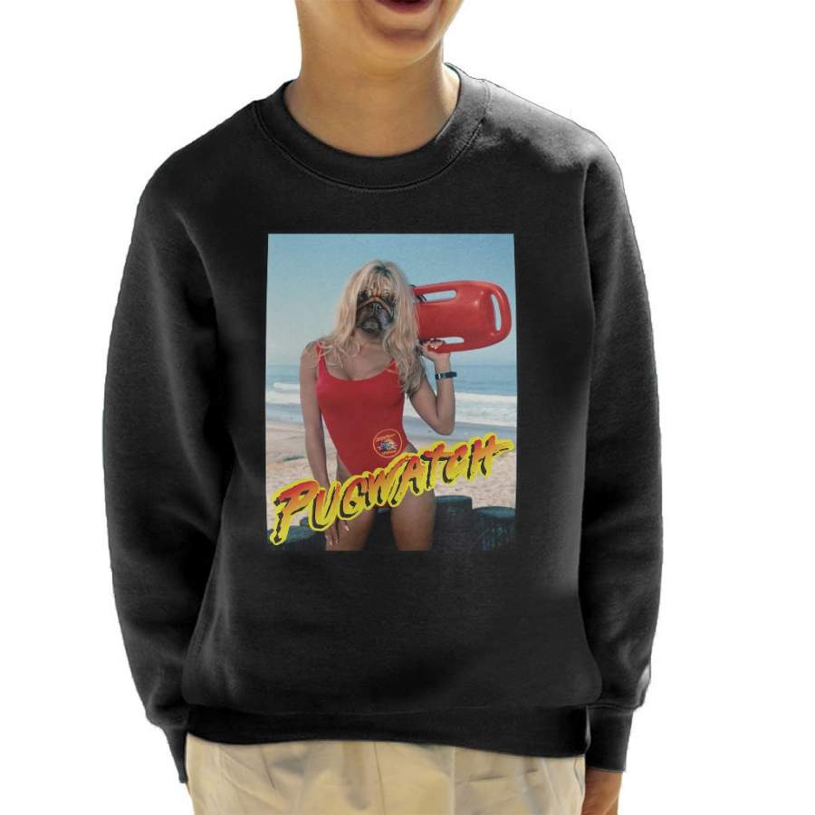Baywatch Pug Watch Parody Kid’s Sweatshirt