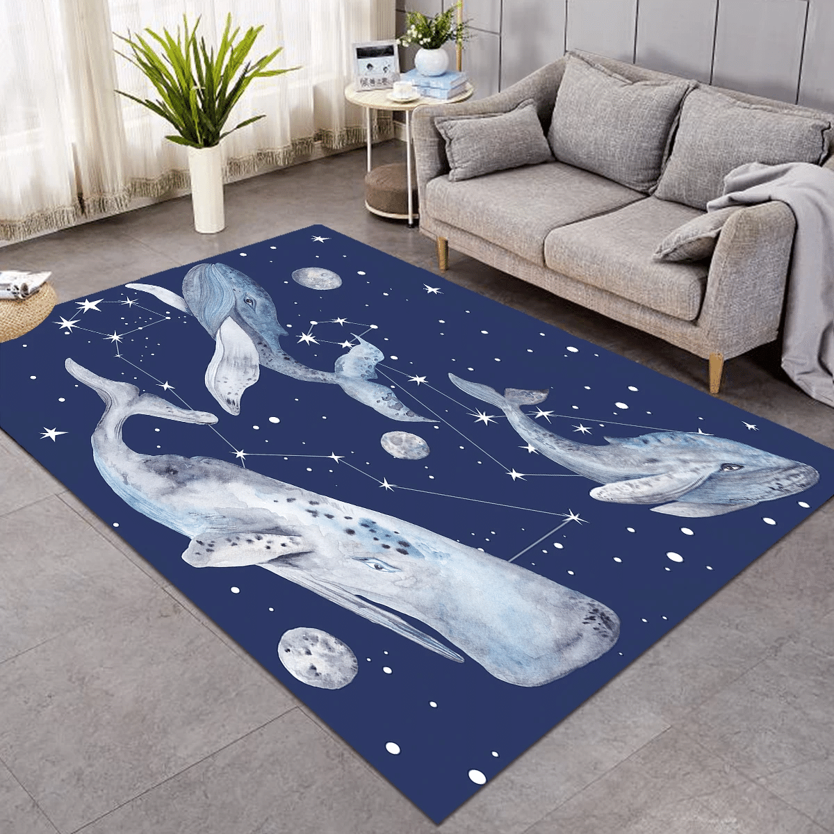 Space Whales Constellation Rug Living Home Decor