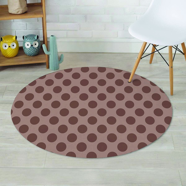 Brown Polka Dot Round Rug