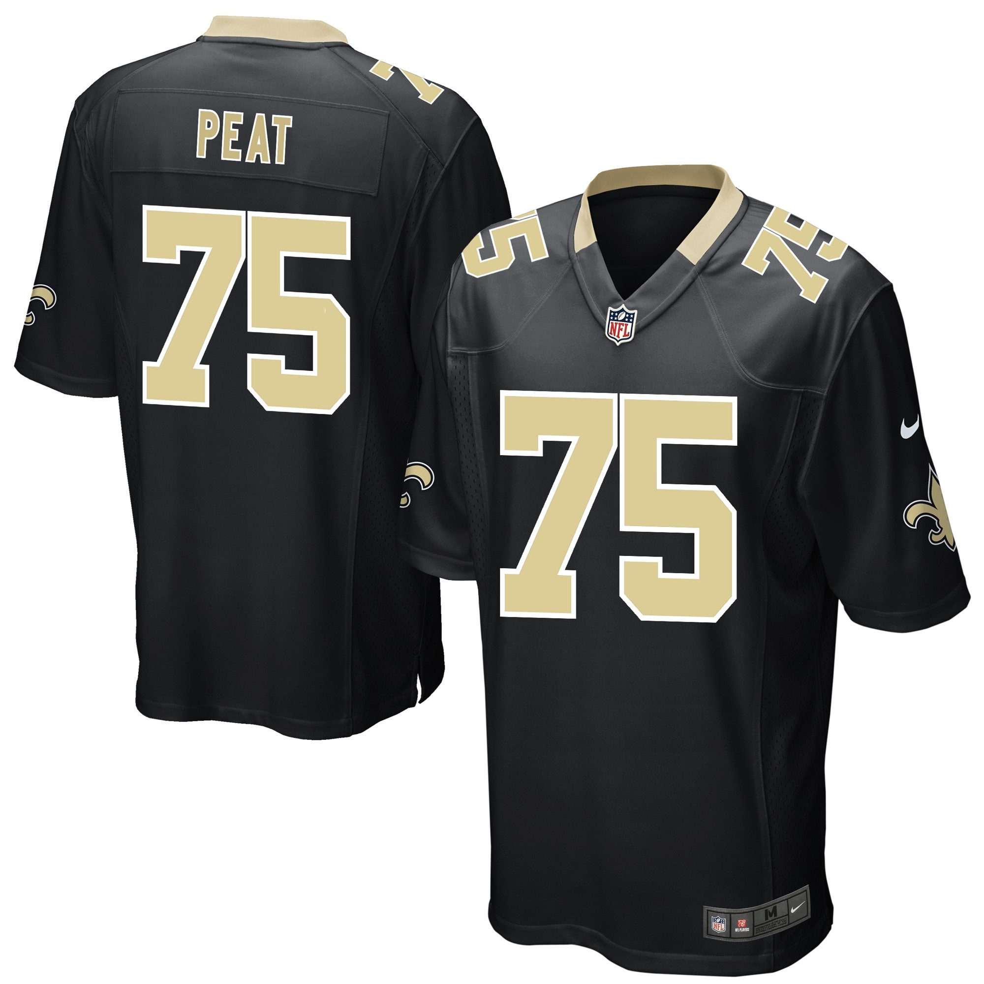 Andrus Peat New Orleans Saints Game Player Jersey – Black NFL