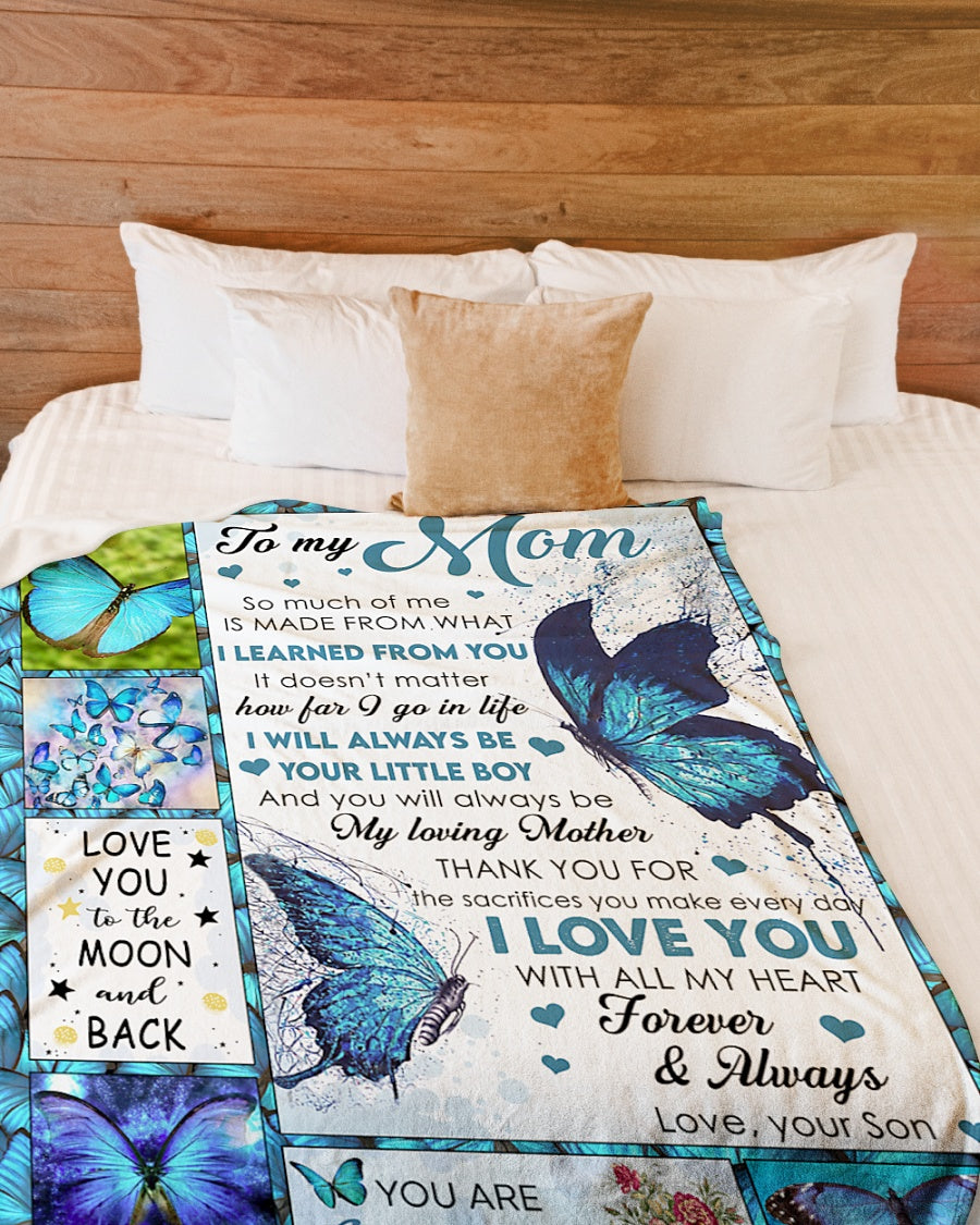 To My Mom Thank You For The Sacrifices You Make Every Day Butterflies Blanket Gift For Mom From Son Birthday Gift Home Decor Bedding Couch Sofa Soft And Comfy Cozy