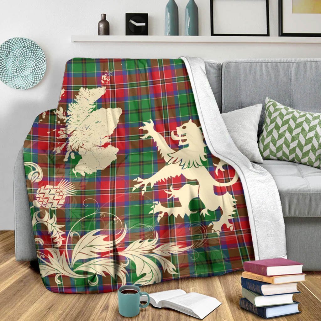 Tartan Blanket Mcculloch Tartan Scotland Lion Thistle Map Plaid Blanket