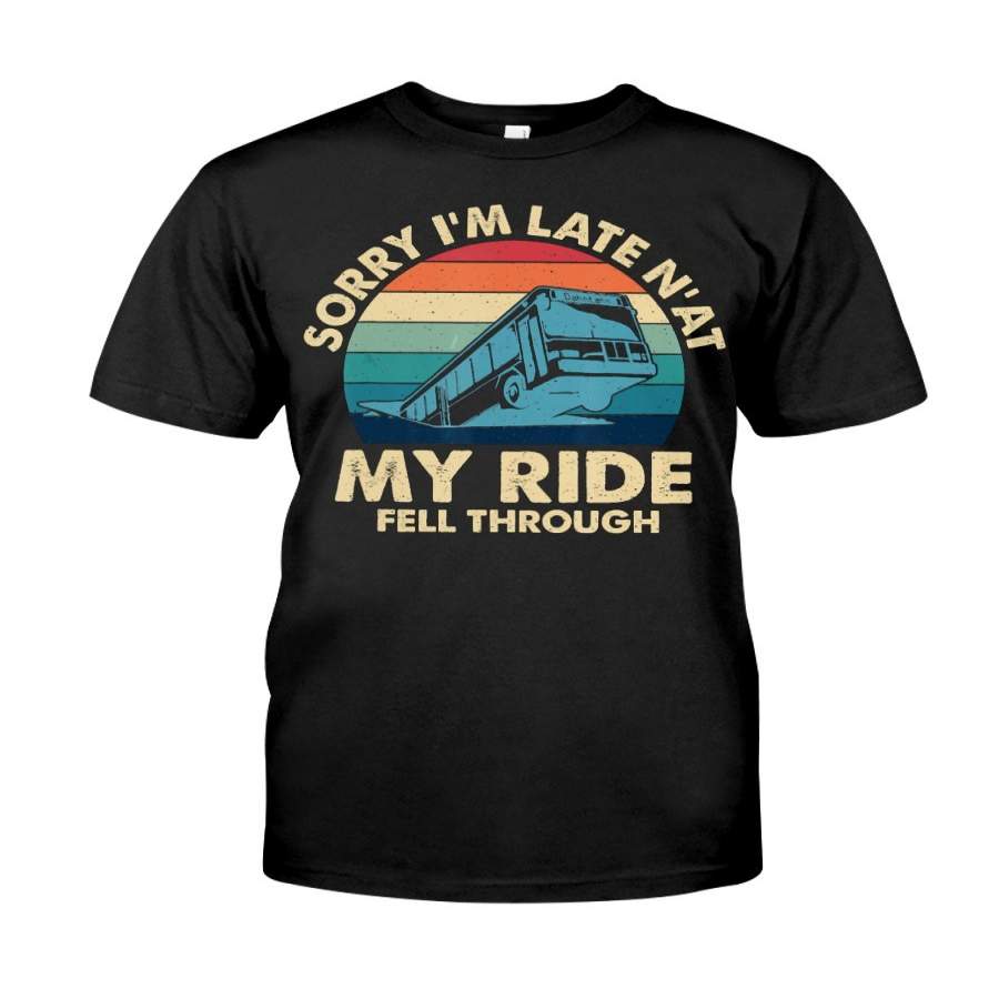 Vintage Retro Pittsburgh Bus in Sinkhole Sorry I’m Late N’at My Ride Fell Through shirt by globalteeshop