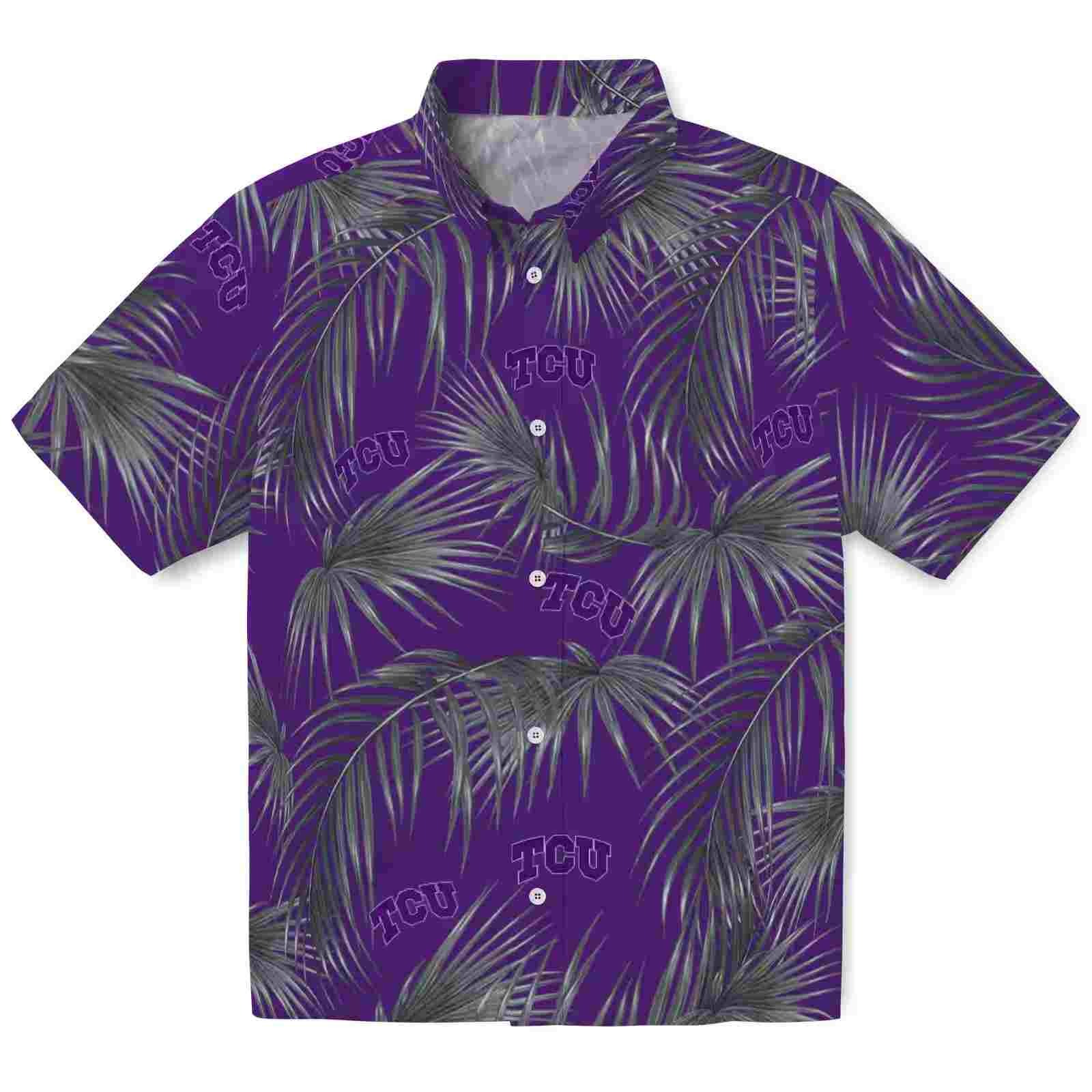 Tcu Horned Frogs Leafy Palms Purple Hawaiian Shirt