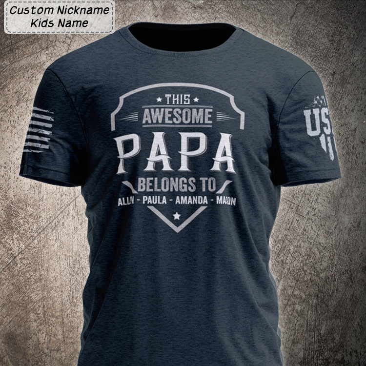 Grandpa Shirt, This Awesome Grandpa Belongs To T-Shirt, Flag Shirt