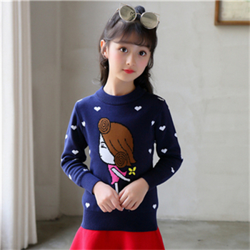 Children’s sweater Girl’s clothing Winter new Keep warm Kids clothes cartoon knitting sweater O-Neck pullover for Girls alx