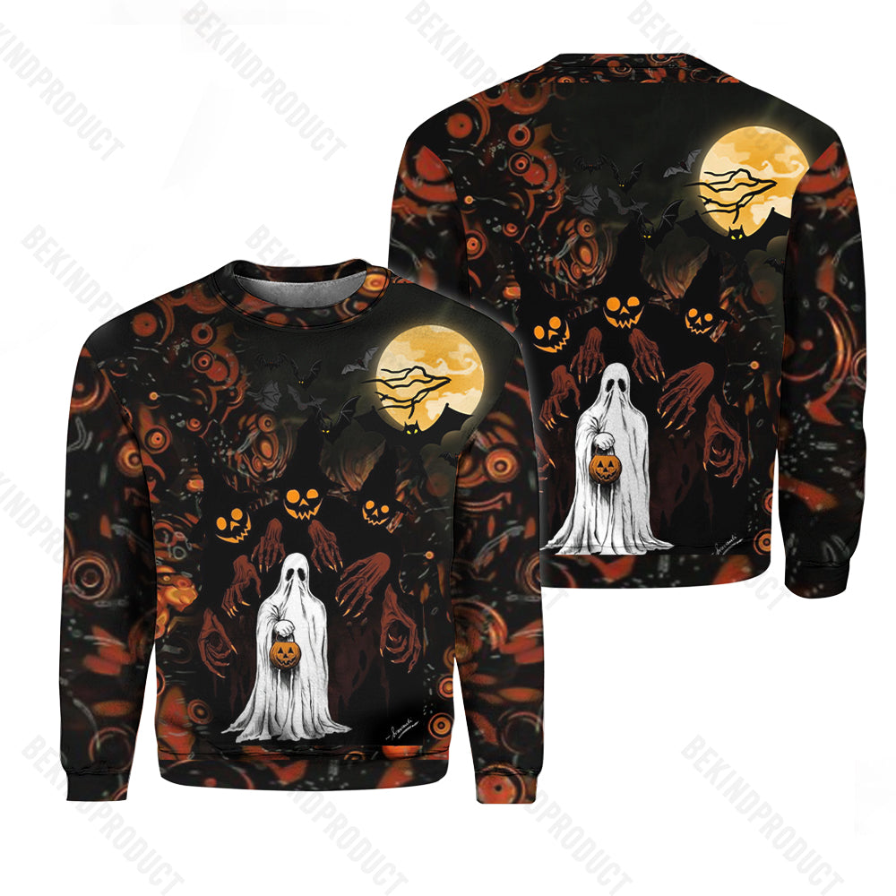 Cute Ghost Shirt Dark Scary Ghost Halloween Crewneck Sweatshirt All Over Print Sweatshirt For Women Sweatshirt For Men Swn1069