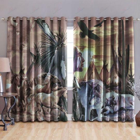 Tmarc Tee Native American Animal 3D All Over Printed Window Curtain Home Decor