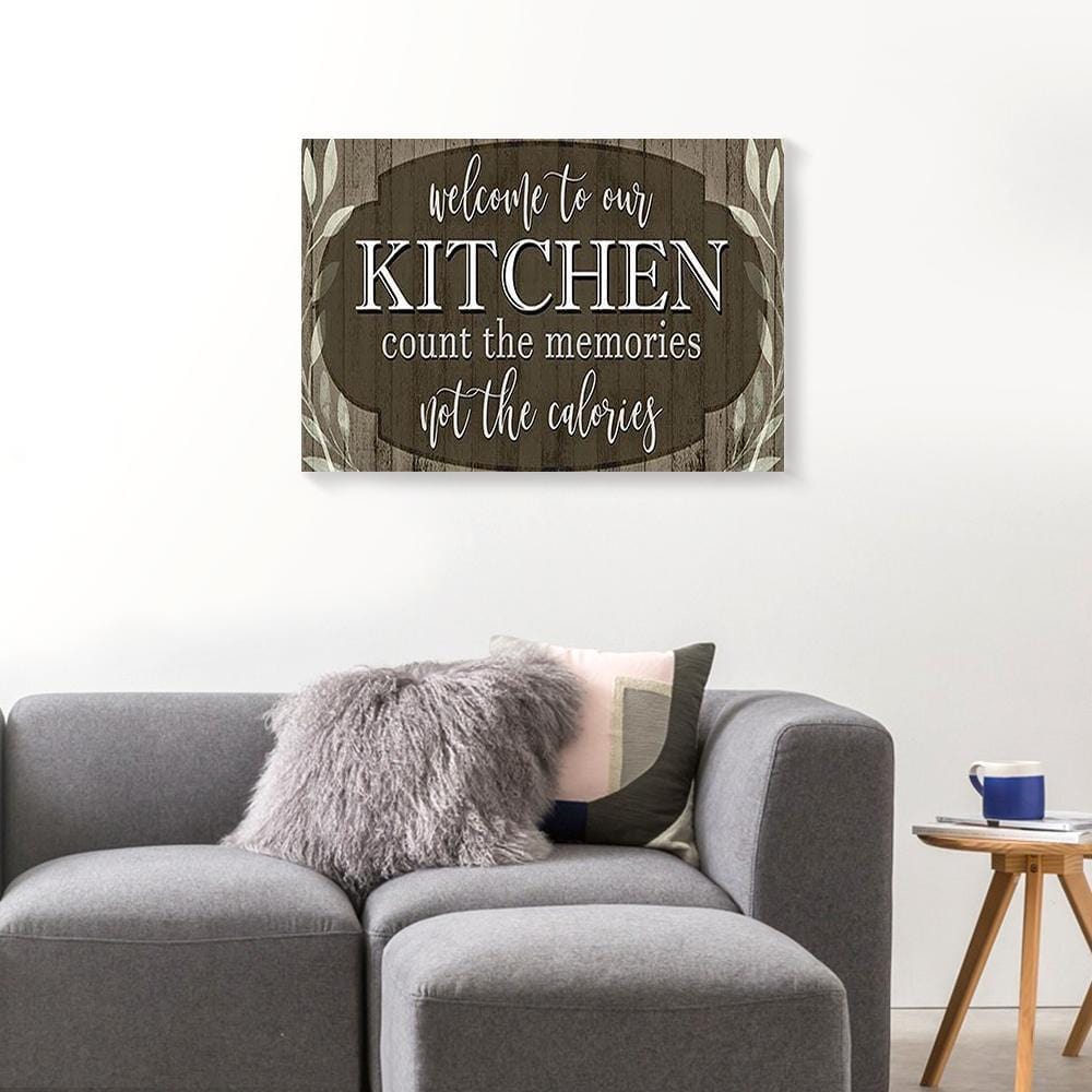 Canvas Painting Welcome To Our Kitchen Count The Memories Wood Canvas Wall Art Home Decor