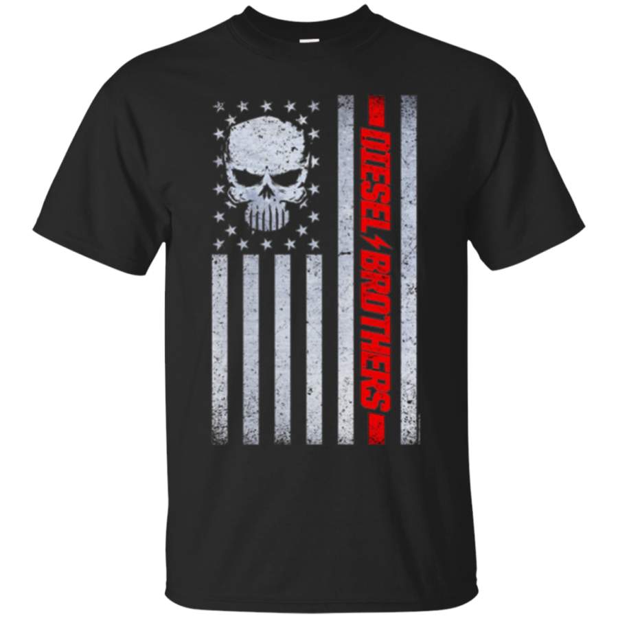 Diesel Brothers Grungy American Flag Skull Graphic T-Shirt