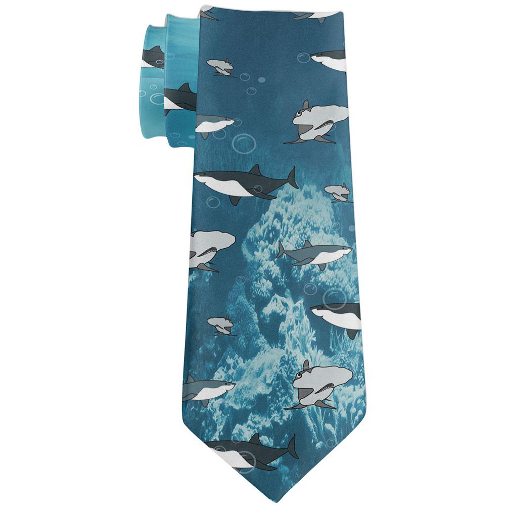 Shark Pattern Ocean All Over Neck Tie