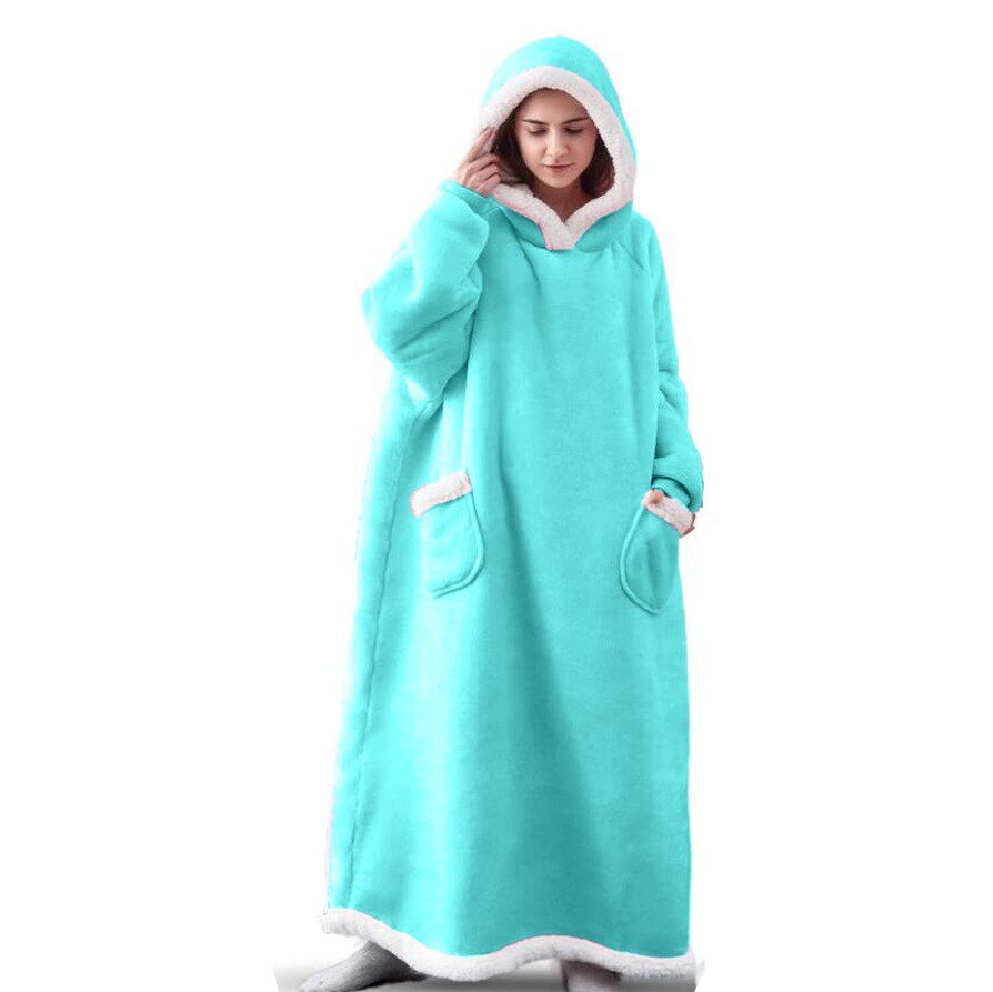 Winter Oversized Hoodies Sweatshirt Women Super Long Hoodie Blankets with Sleeves Flannel Giant Hooded Hoodies Plush Pull Femme alx