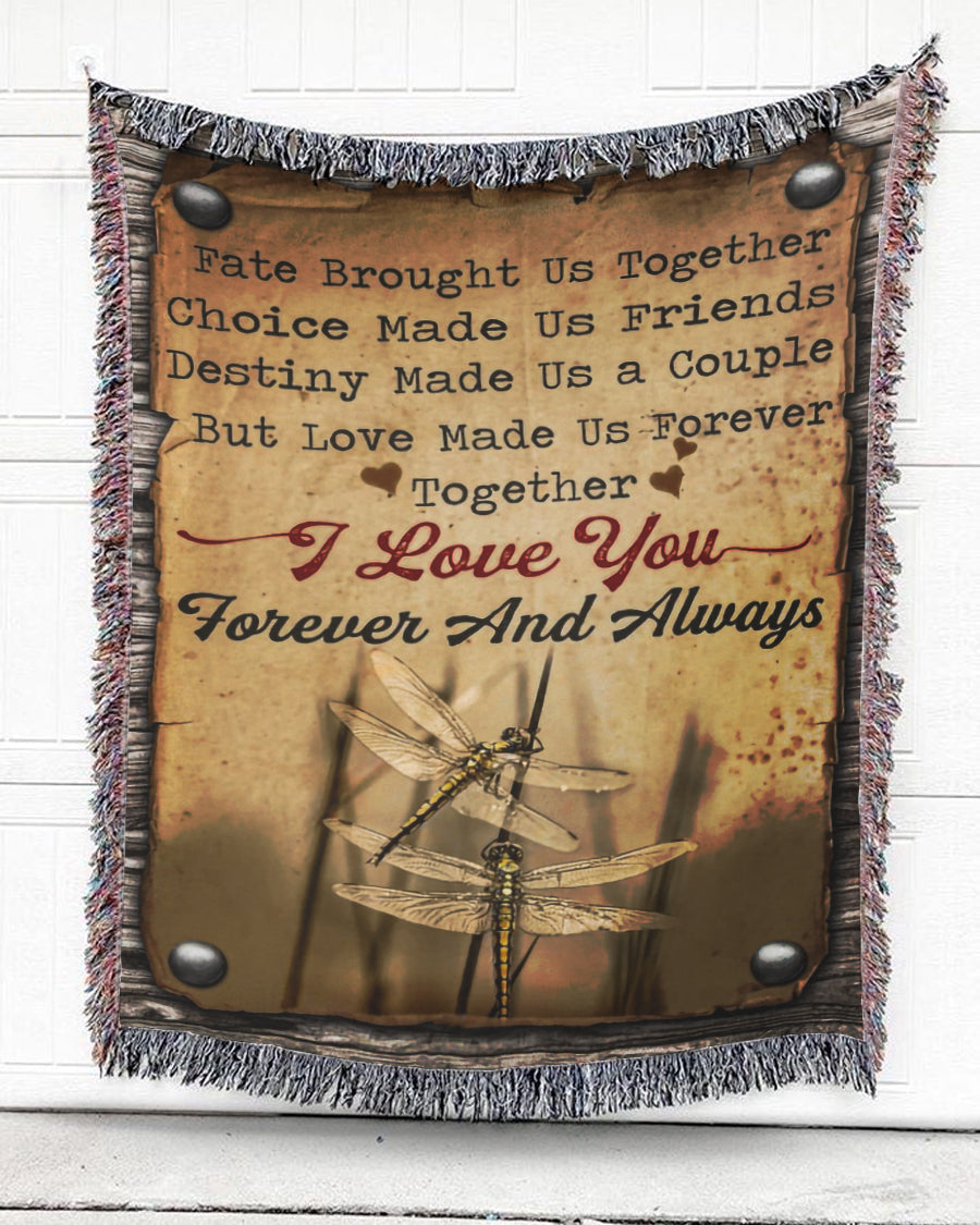 Woven Throw For Husband And Wife Wedding Anniversary Gift, Fate Brought Us Together, Cotton Blanket