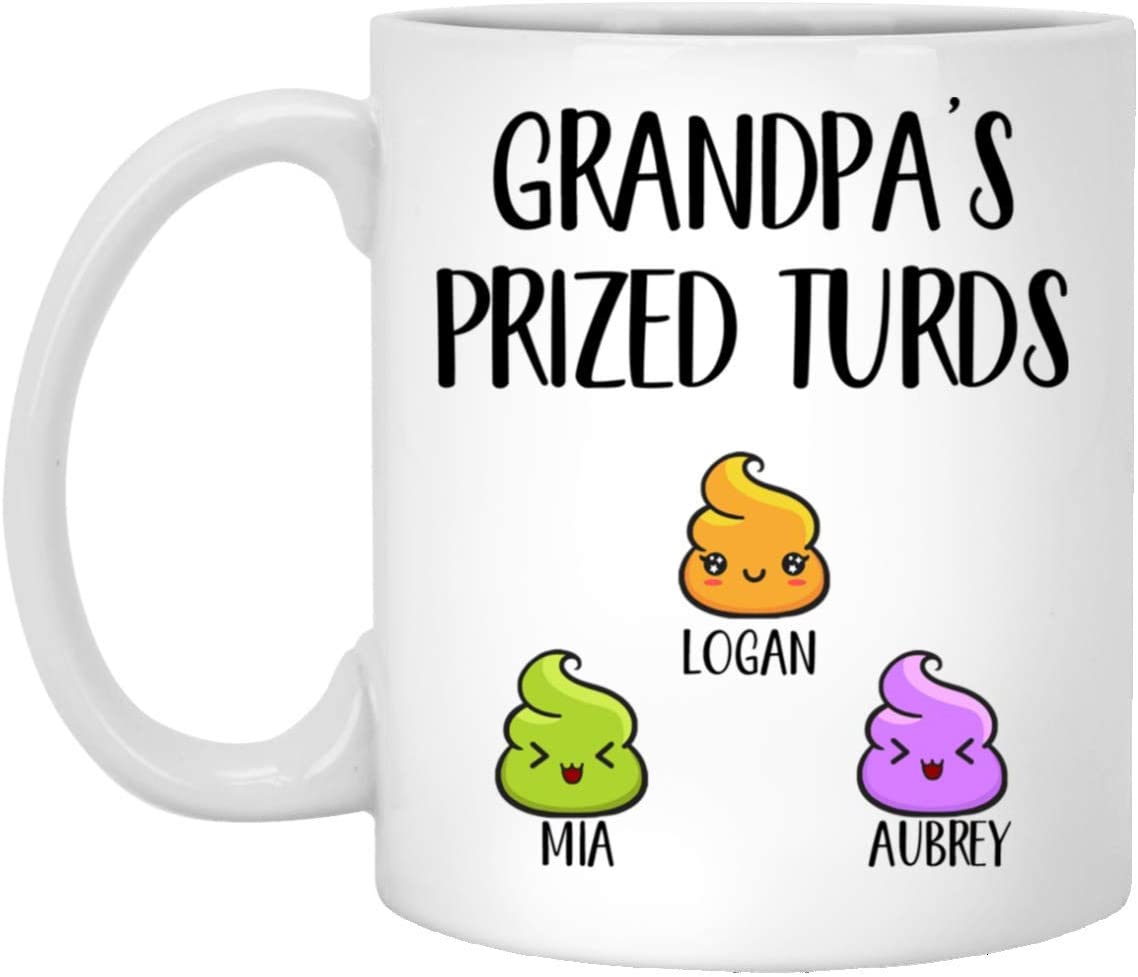 Personalized Grandpa’S Favorite Turd Mug Funny Father’S Day Customized Mug Grandpa Funny Poop Gift Turd Gift For Grandpa’S Birthday Favorite Grandkid Mug – Gift For Funny Dad – 11Oz Coffee Mug 15Oz