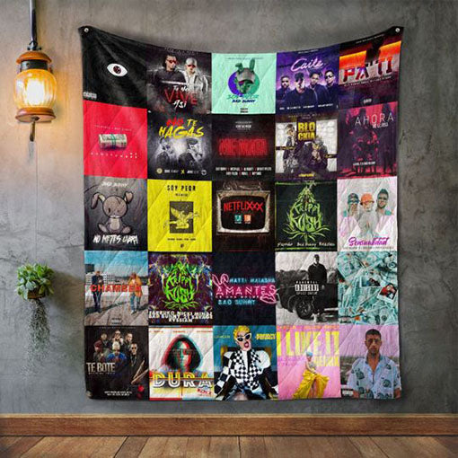 Bad Bunny Album Covers Quilt Blanket