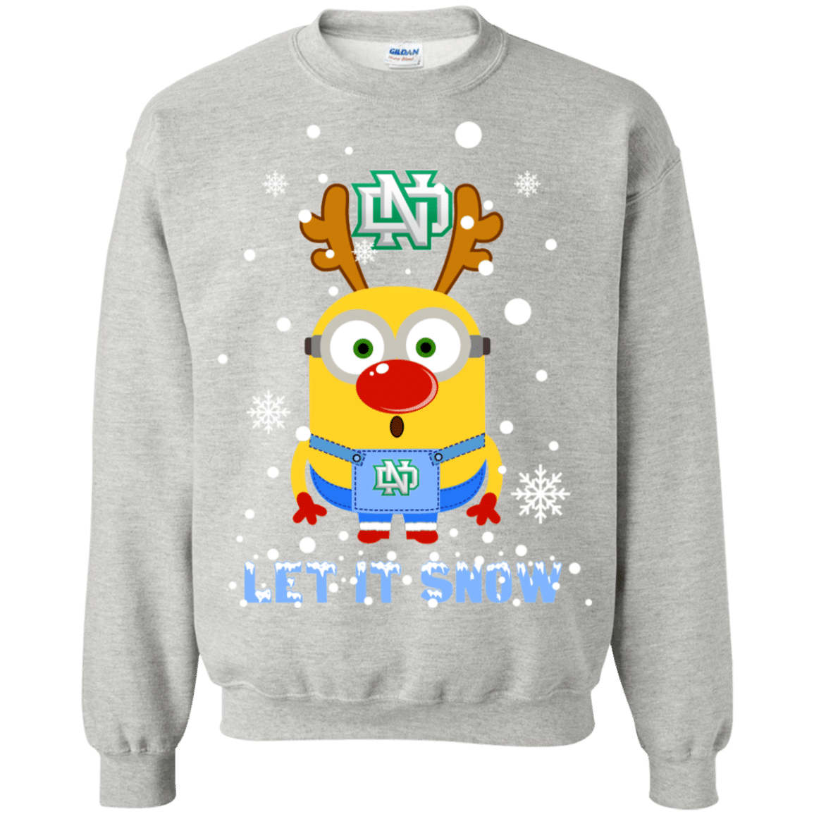 Find Minion North Dakota Fighting Hawks Ugly Christmas Sweaters Let It Snow Sweatshirt