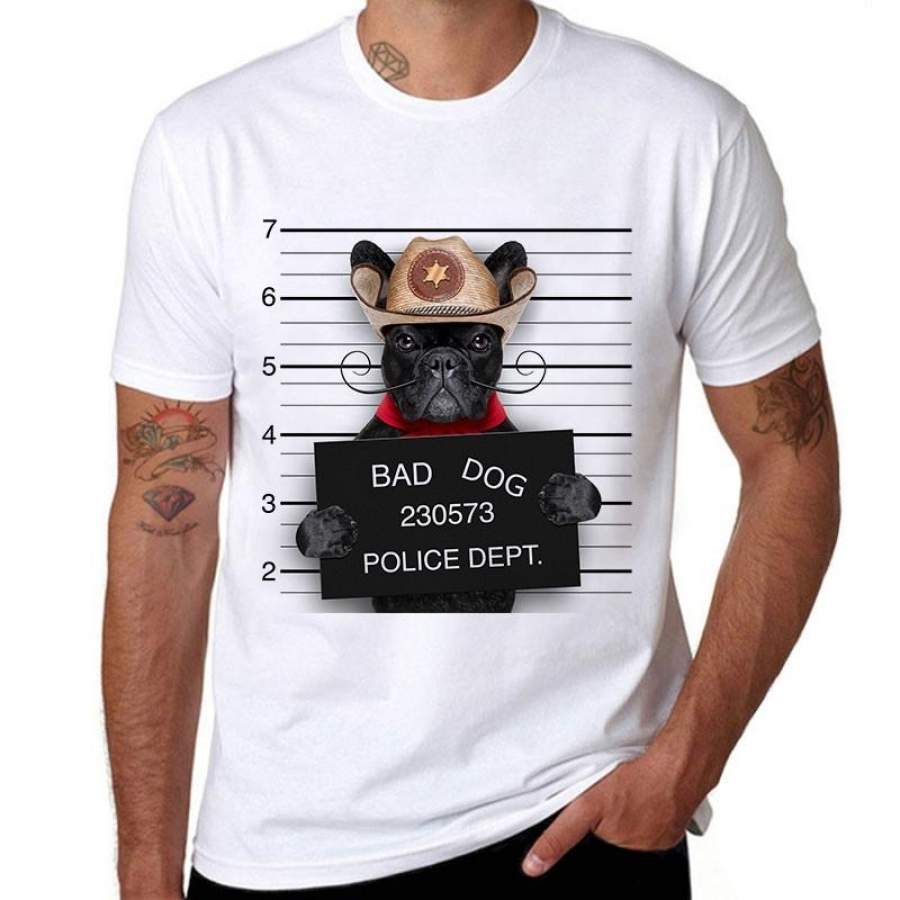Summer Breathable Cotton T-shirts French Bulldog Printed T Shirt Fashion Mens Leisure T Shirts