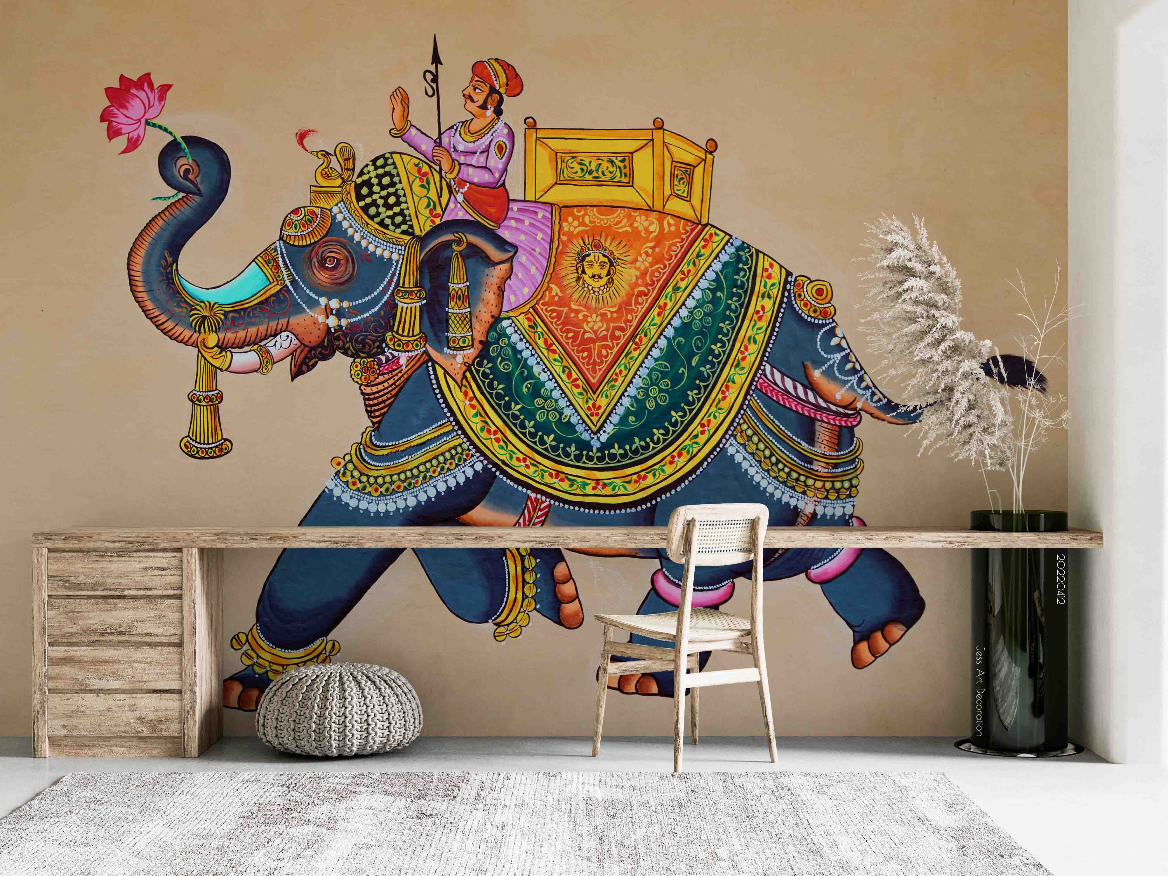 3D Indian Elephant Character Decoration Wall Mural Wallpaper Gd 3903