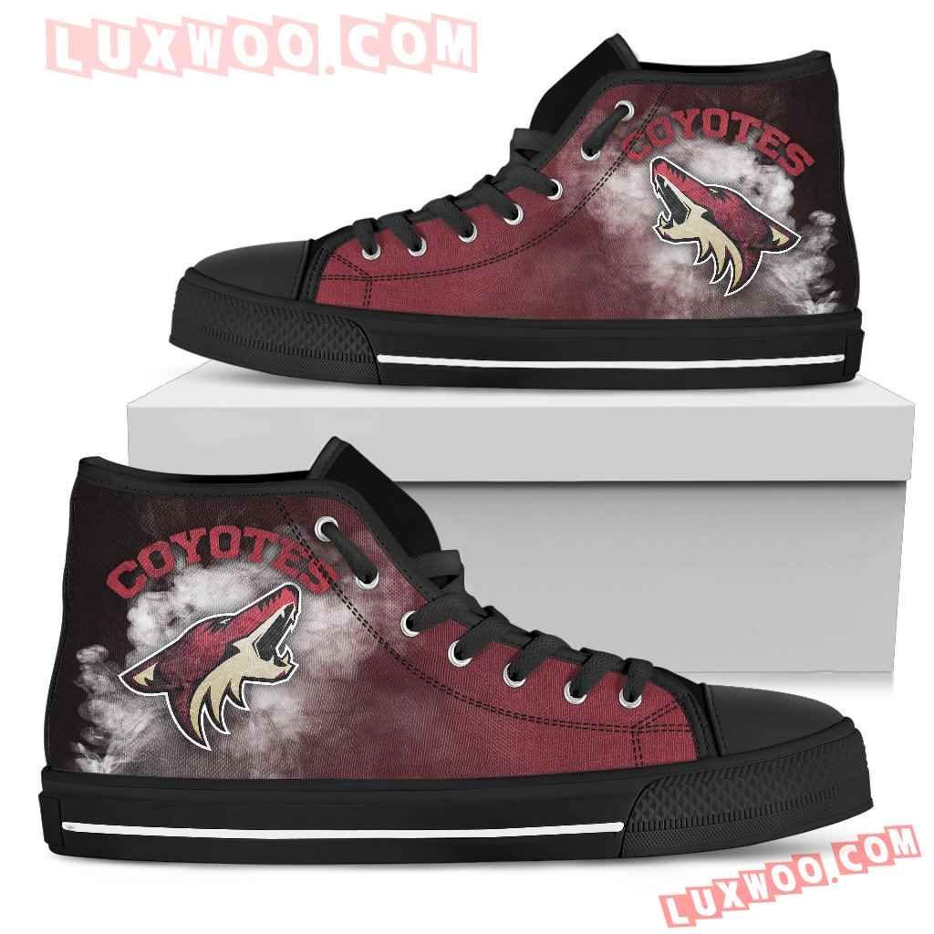 White Smoke Vintage Arizona Coyotes High Top Shoes Sport Sneakers