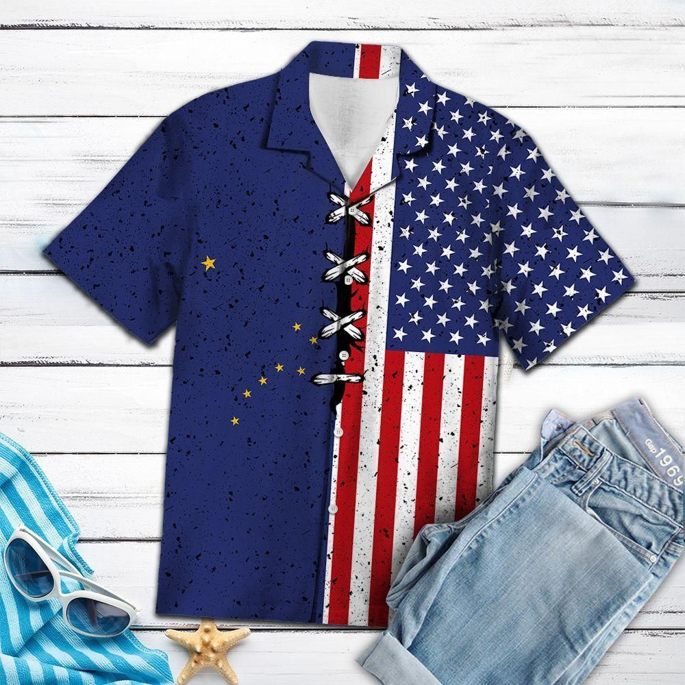 Alaska Usa Flag Aloha Hawaiian Shirt Colorful Short Sleeve Summer Beach Casual Shirt For Men And Women