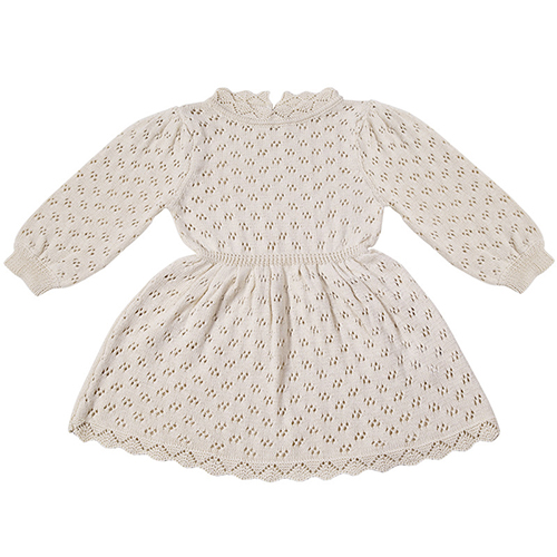 Autumn Winter Baby Girls Lovely Princess Dress Children’s Hollow-out Long-Sleeved Dress Knitted Woolen Dress alx