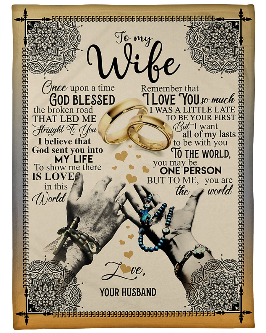 To My Wife – Once Upon A Times God Blessed Fleece Blanket Gift For Wife From Husbnad Birthday Gift Home Decor Bedding Couch Sofa Soft And Comfy Cozy