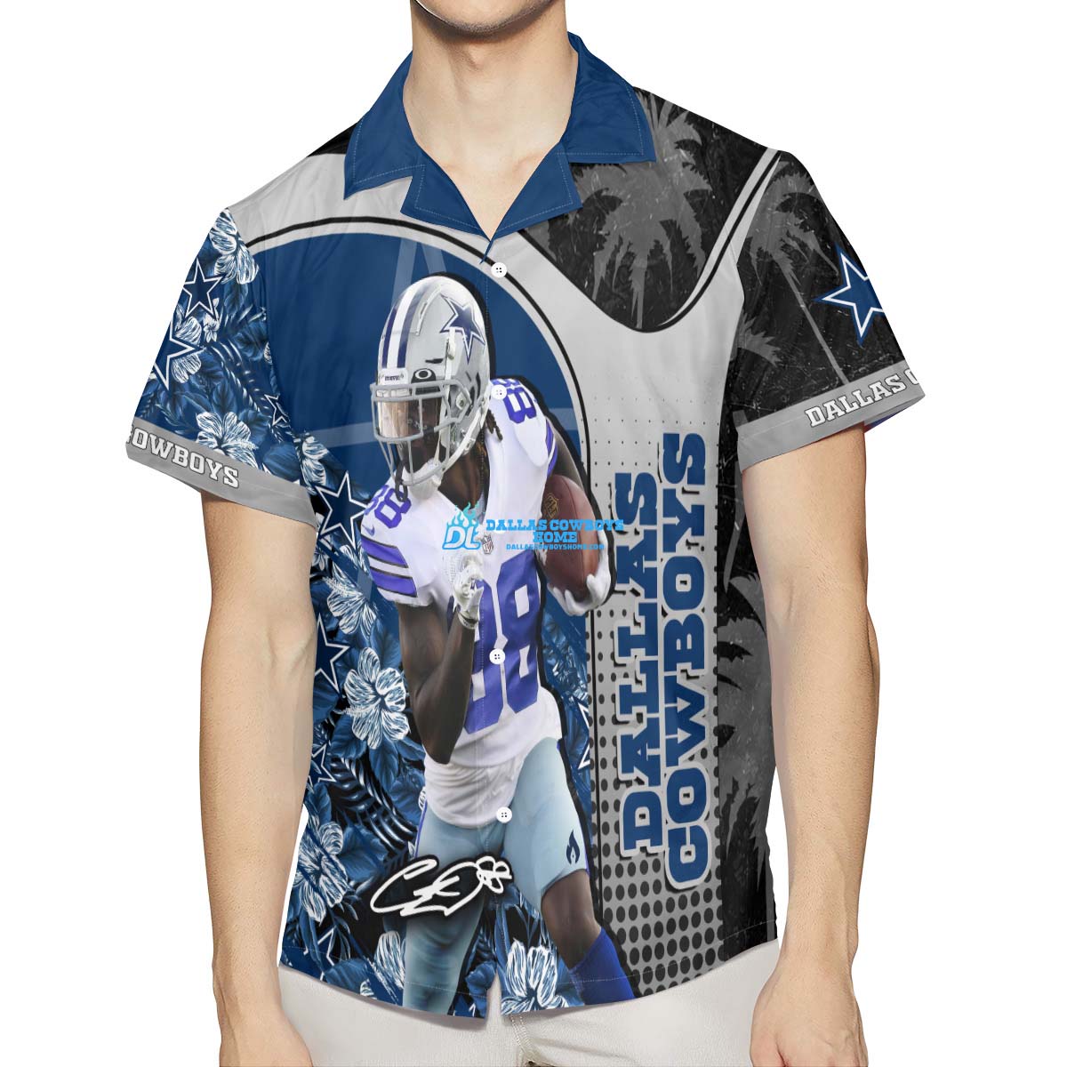 Menæ Dch Ceedee Lamb Blue Dallas Cowboys Legend Hawaiian Shirt