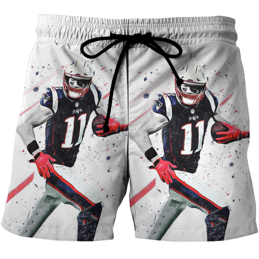 New England Patriots Julian Edelman2 3D All Over Print Summer Beach Hawaiian Short