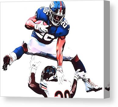 Saquon Barkley New York Giants Watercolor Strokes Pixel Art 300 Joe Hamilton Canvas Print