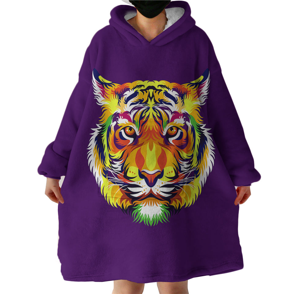 Tiger Purple Swlf2049 Hoodie Wearable Blanket