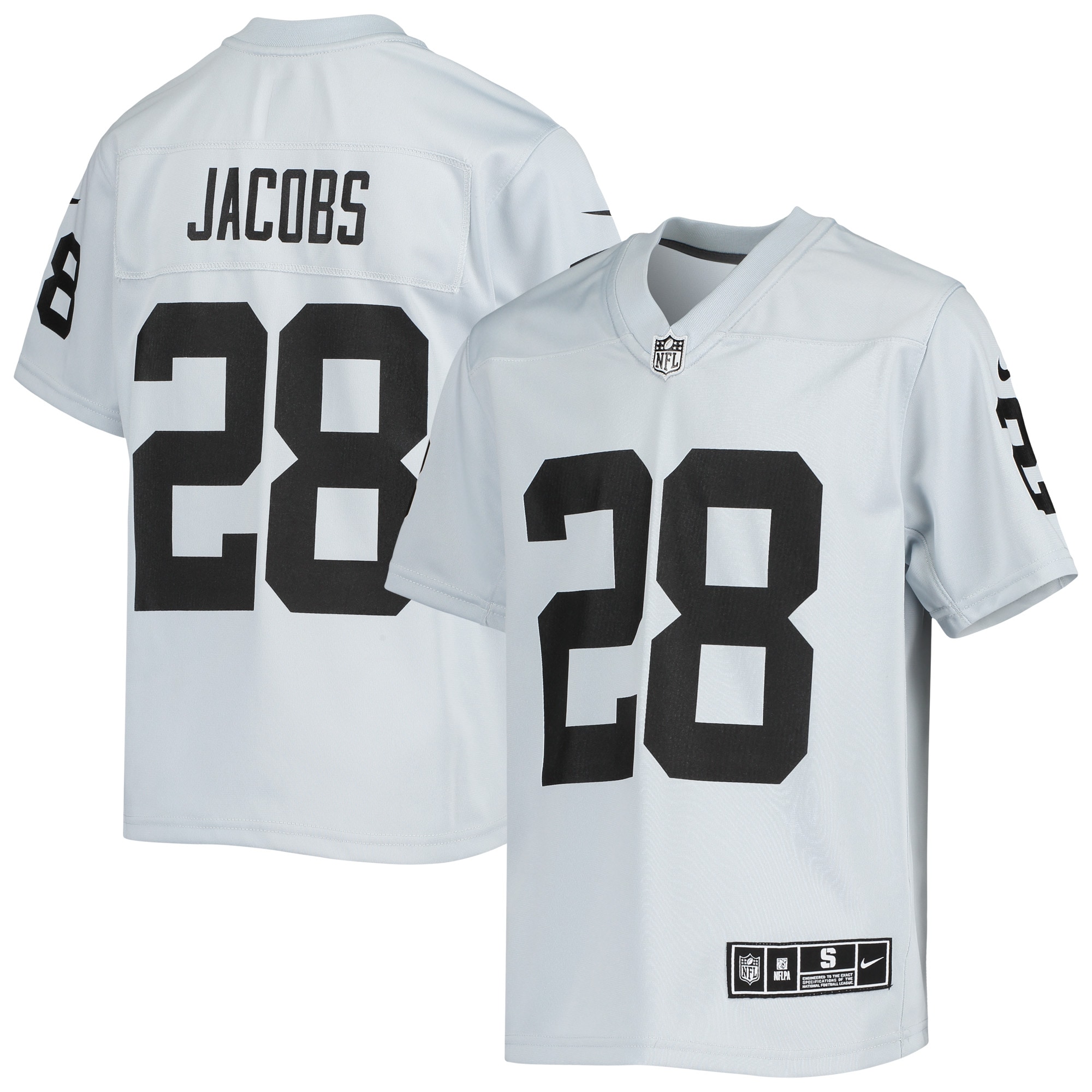 Youth Las Vegas Raiders Josh Jacobs Silver Inverted Team Game Jersey