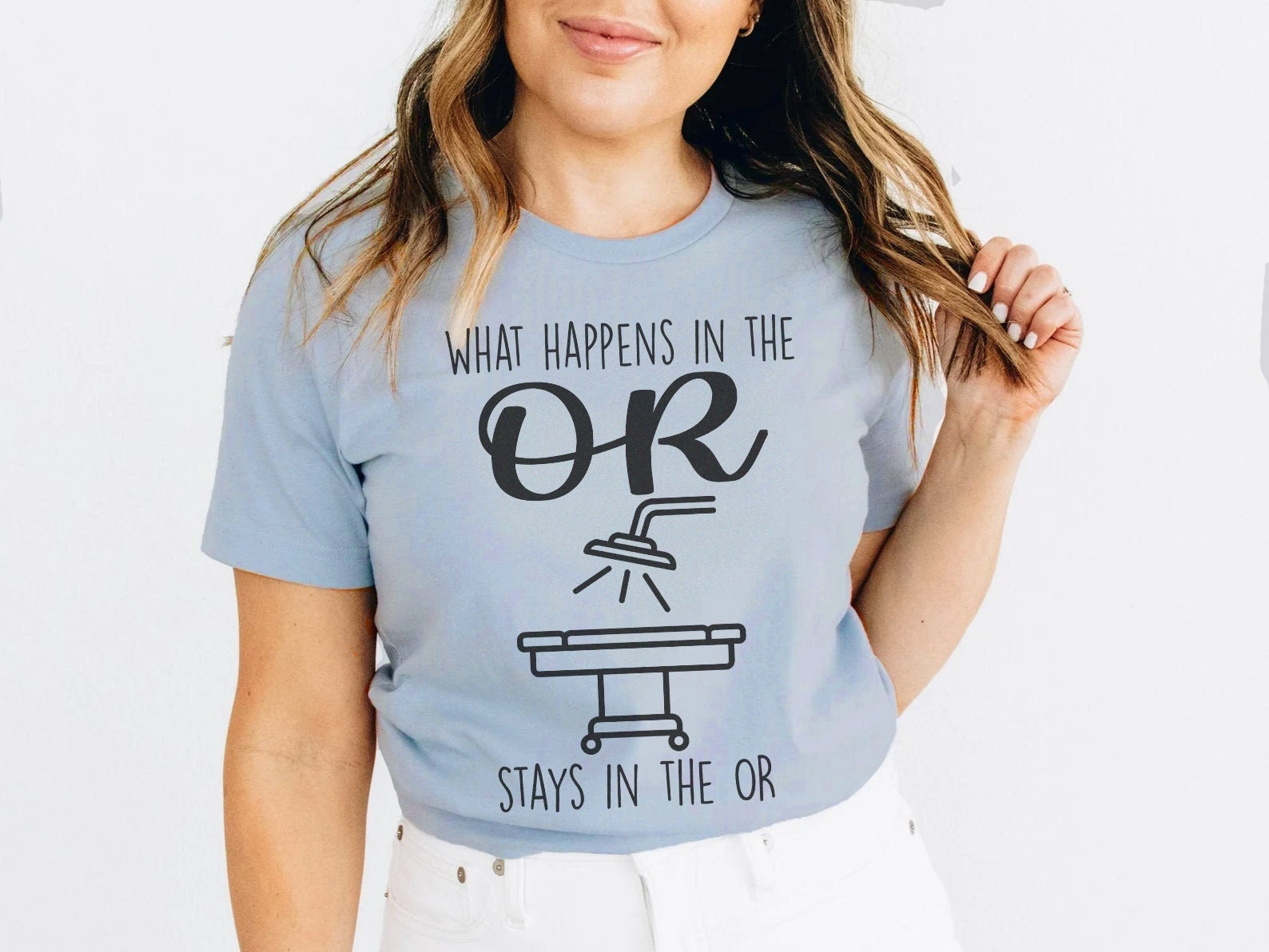 What Happens in the OR Shirt | Funny OR Nurse CRNA Tshirt, Gift for Crna, Gift for Or Nurse, Anesthetist anesthesiologist surgeon Scrub tech