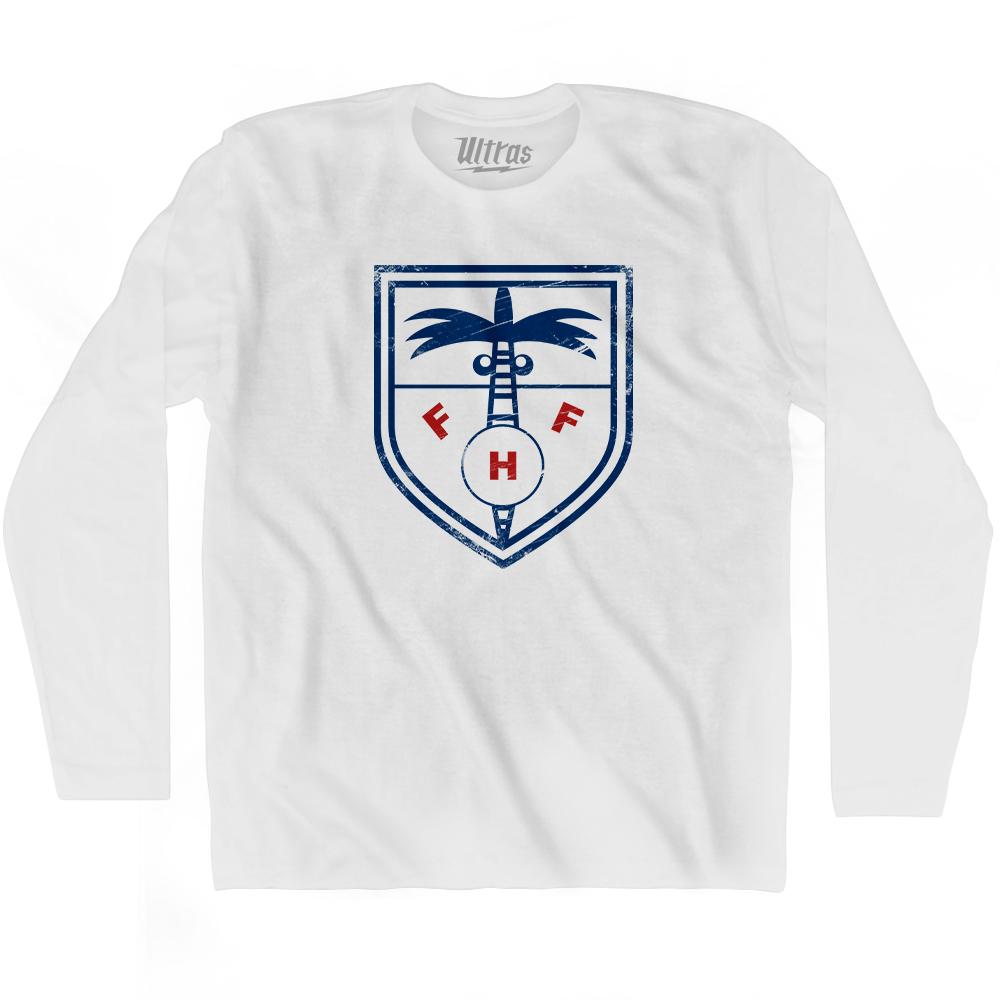 Vintage Haiti Soccer Crest Adult Cotton Long Sleeve T-Shirt