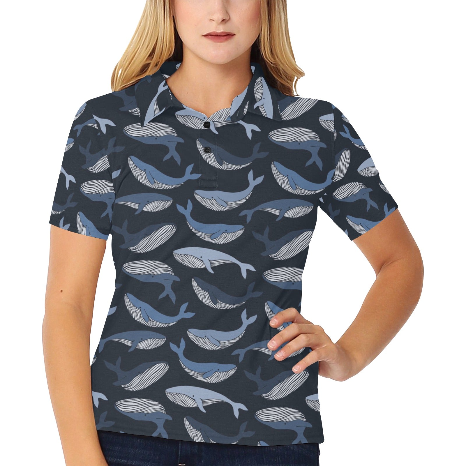 Whale Print Design Lks301 Women’S Polo Shirt