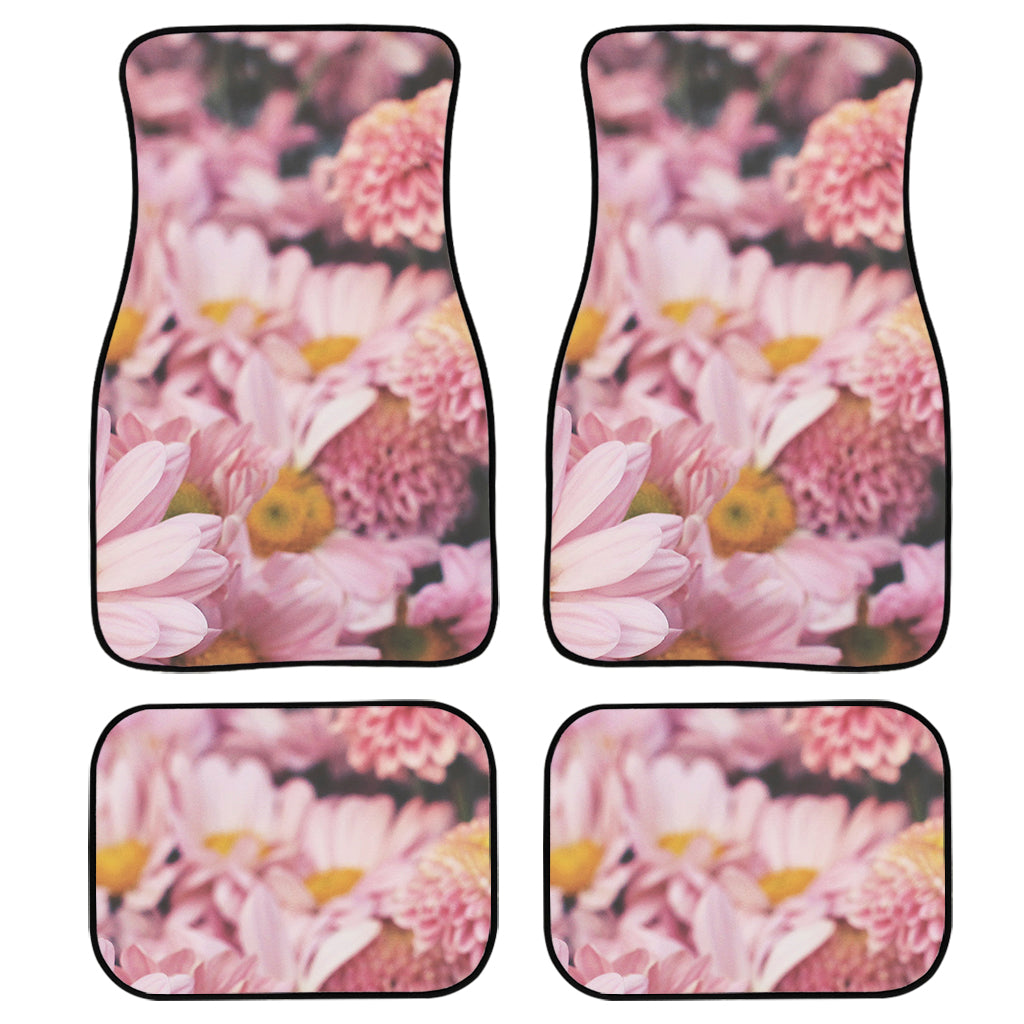 Pink Flowers Print Front And Back Car Floor Mats, Front Car Mat