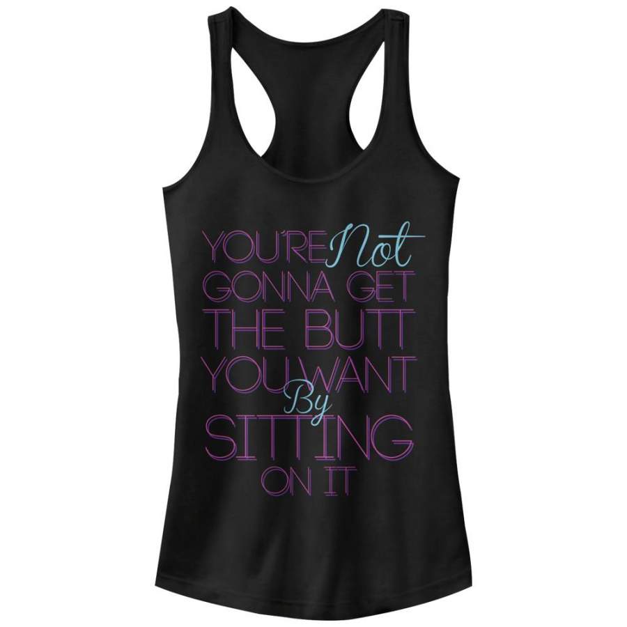 CHIN UP Junior’s Sitting on Your Butt  Racerback Tank Black