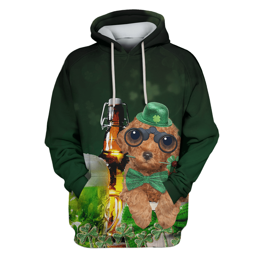 Cute Poodle With Beer Custom T-Shirt – Hoodies Apparel