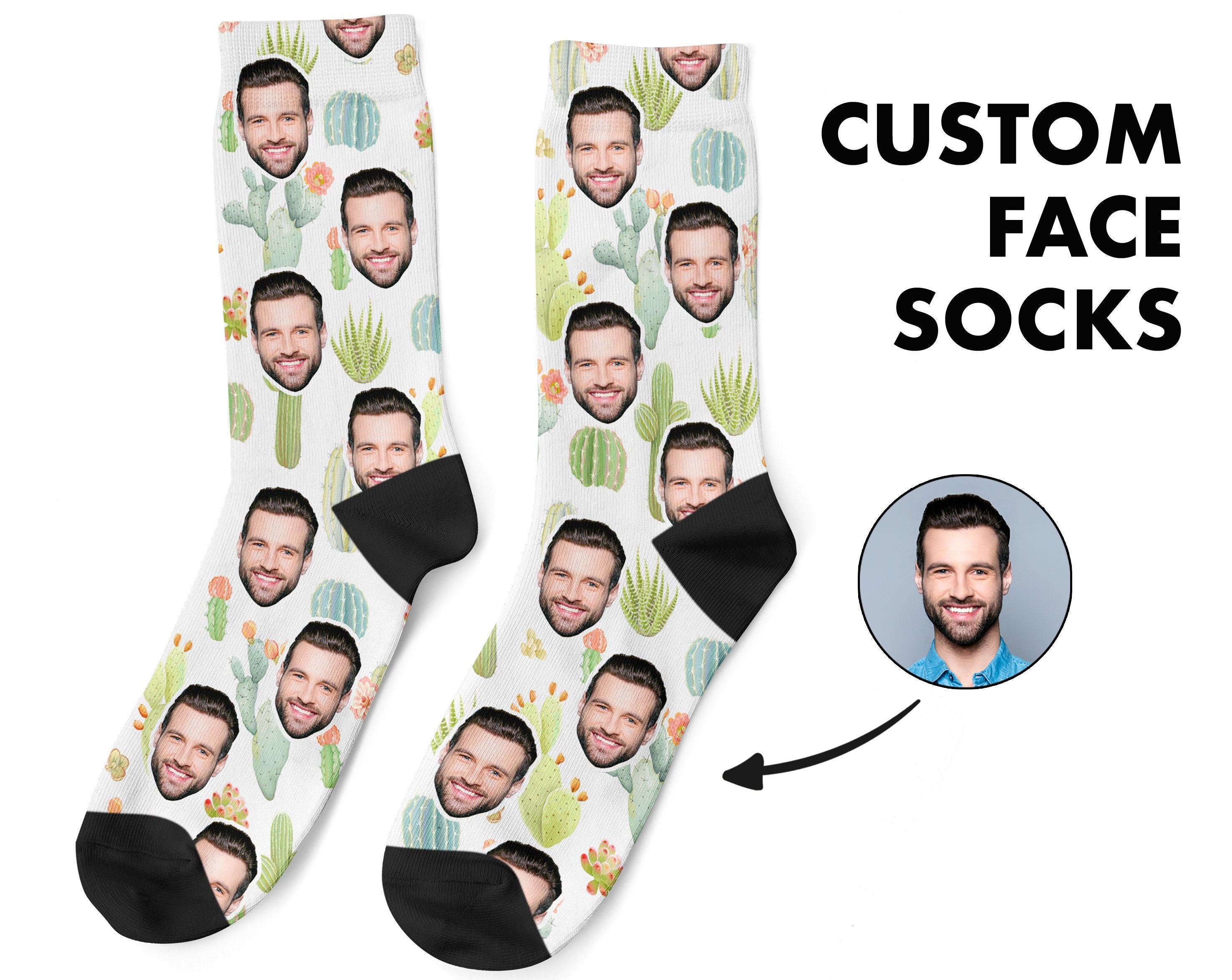 Custom Face Socks, Personalized Photo, Cactus Picture Socks, Cacti Socks, Customized Funny Photo Gift For Her, Him or Best Friend