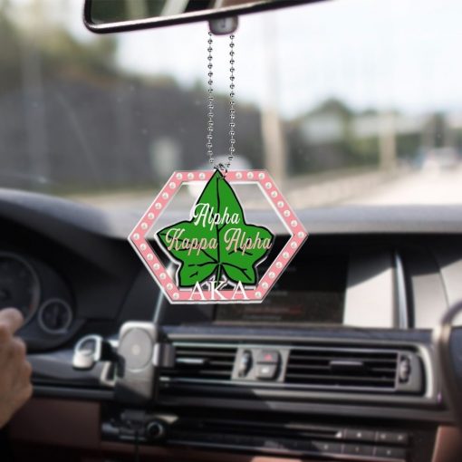 Alpha Kappa Alpha 1908 Ivy Leaf Hexagon Pearl Border Car Hanging Ornament