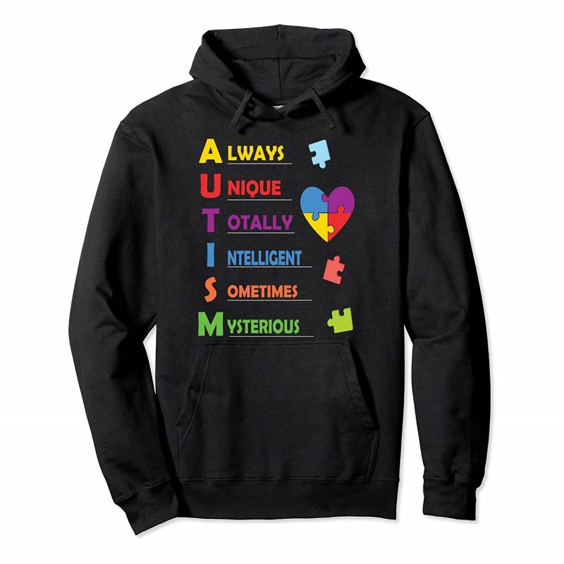 Autism Awareness ASD Acronym and Puzzle Piece Pullover Hoodie