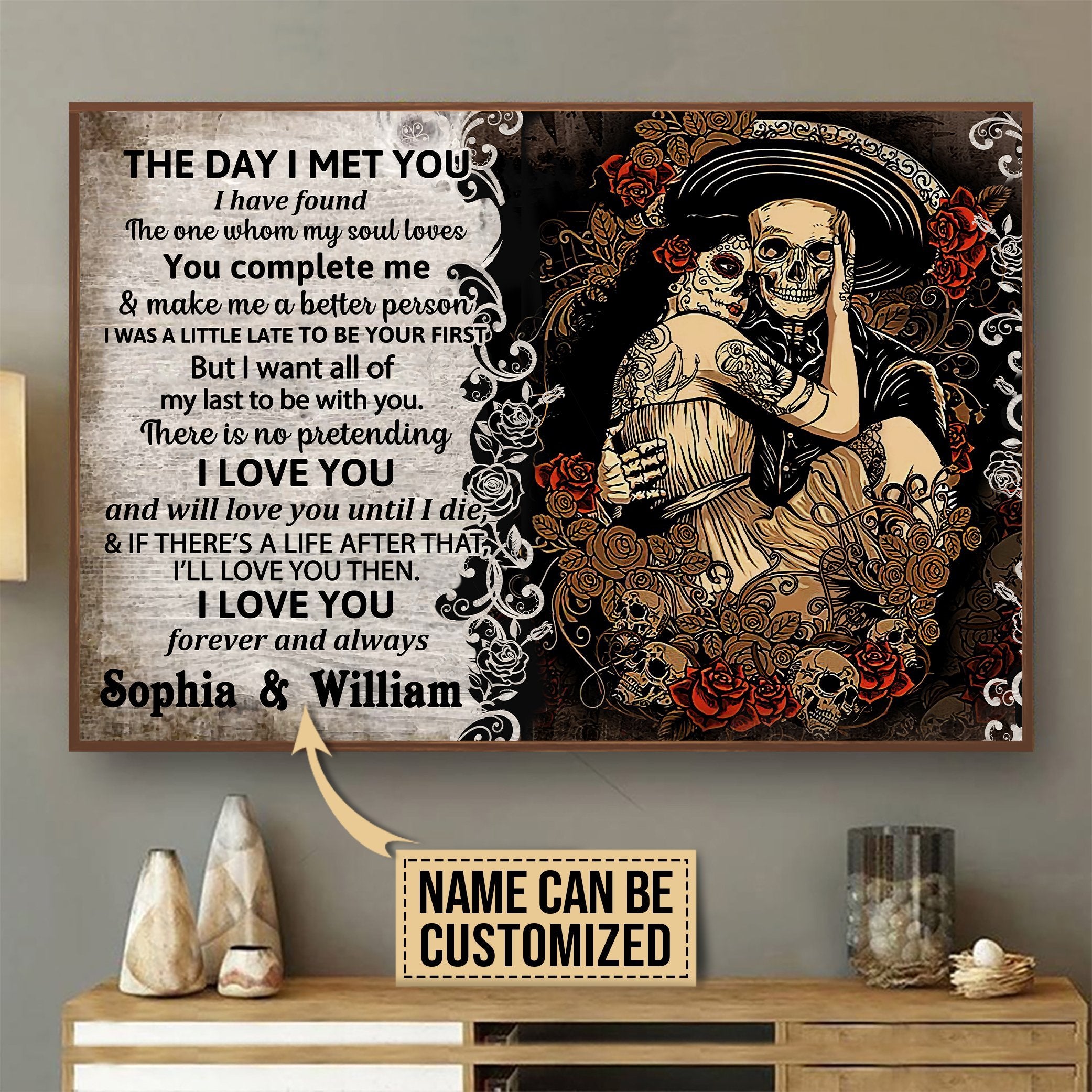 Aeticon Gifts Personalized Skeleton Mexican The Day I Met Canvas Mom Dad Gift Home Decor